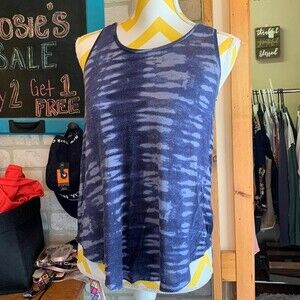 Mudd Striped Tie Dye Navy Patriotic Wide Strap Tank Top